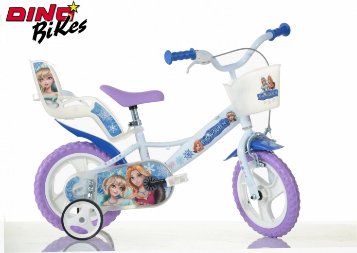 Dino Bikes bicicletta per bambini 12" Regina delle Nevi con cestino e seggiolino per bambola