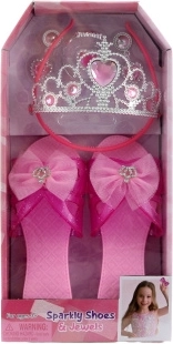Set di scarpette con fiocco e corona rosa