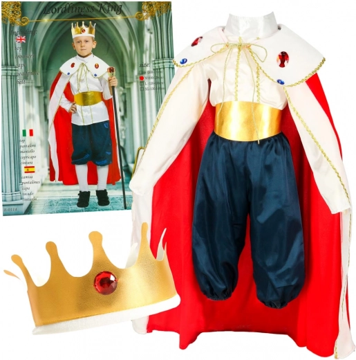 Costume reale per bambini con corona e mantello
