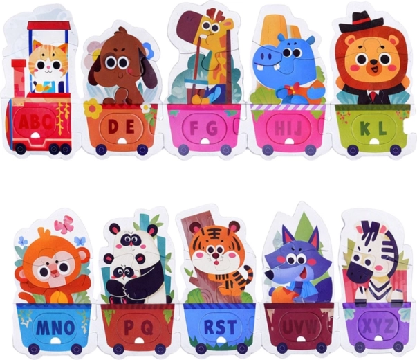 Alfabeto dalla A alla Z sotto forma di un trenino allegro