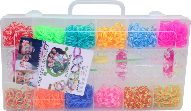 Set di elastici con strumento per creare braccialetti, 1400 pezzi