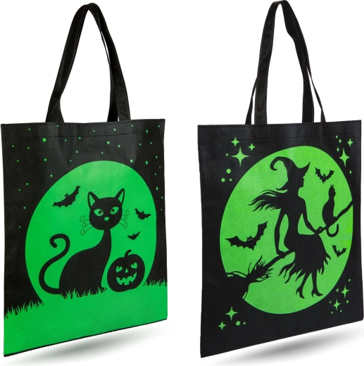 Borsa di Halloween con motivo gatto o strega - 1 pezzo