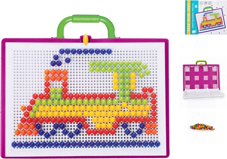Mosaico per bambini con pioli 272 pz in valigetta con tavoletta