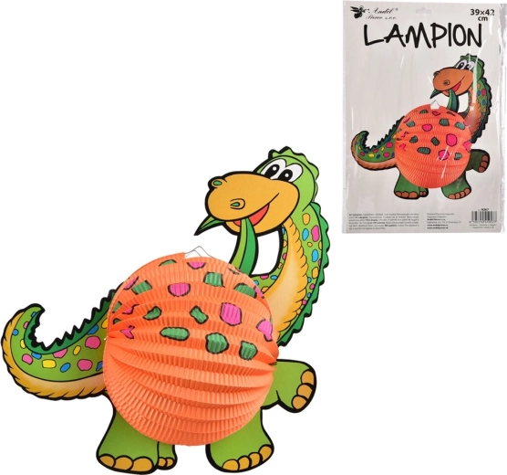 Lampioncino di carta dinosauro arancione 39 × 42 cm