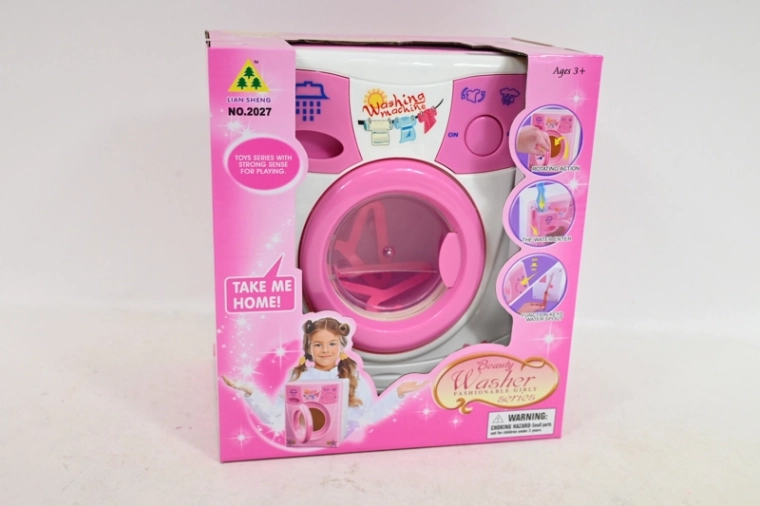 Lavatrice giocattolo rosa per bambini a batterie