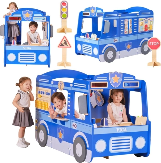 Grande auto della polizia in legno VIGA per bambini