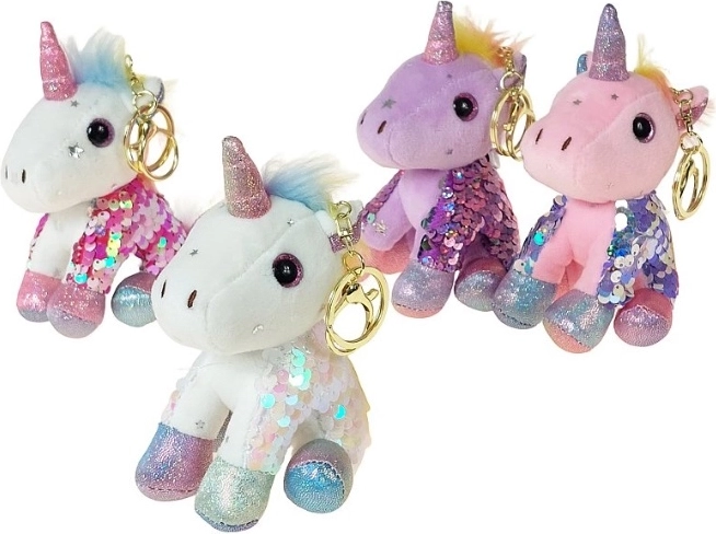 Portachiavi unicorno di peluche