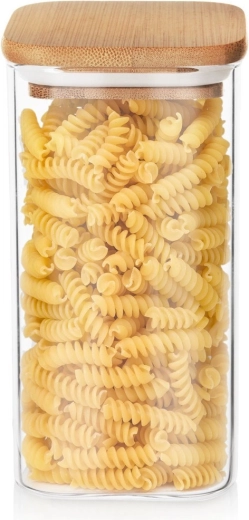 Barattolo in vetro per alimenti secchi con coperchio in bambù e guarnizione 1,5 l