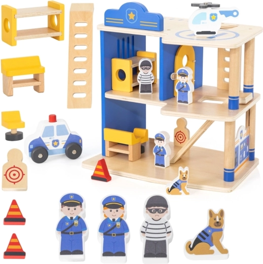 Stazione di polizia in legno Viga Toys con accessori