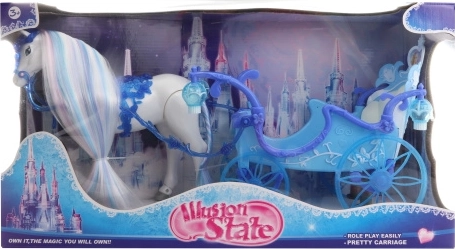 Cavallo con carrozza blu