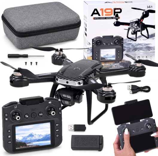 Drone RC A19P con fotocamera HD, telecomando con display ed evitamento degli ostacoli