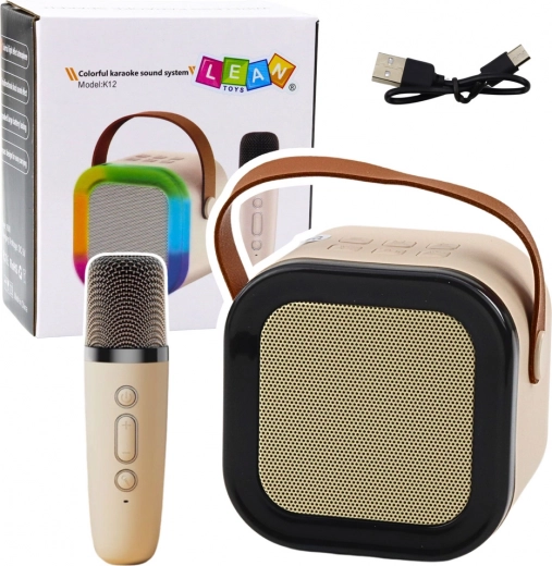 Altoparlante karaoke wireless con microfono K12 RGB Bluetooth – beige