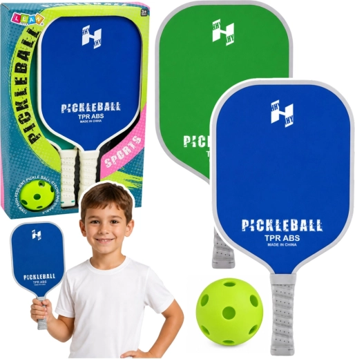 Set da pickleball – 2 racchette e pallina perforata verde-blu