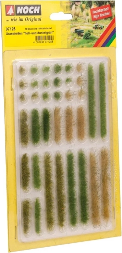 Strisce e ciuffi d’erba NOCH verde chiaro e verde scuro 6 mm