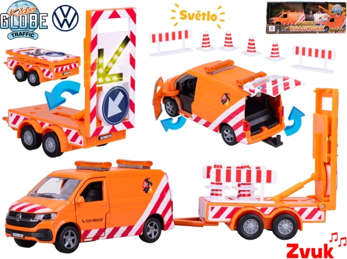 Kids Globe Traffic VW Transporter – modello in metallo con luci e suoni