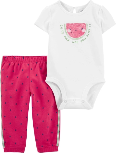 Set da bambina Carter's body e pantaloni felpati Pink Watermelon
