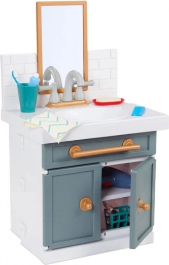 Lavandino da bagno per bambini con specchio e accessori