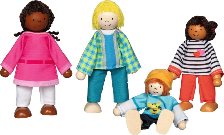 Goki figurette di legno flessibili – famiglia interculturale