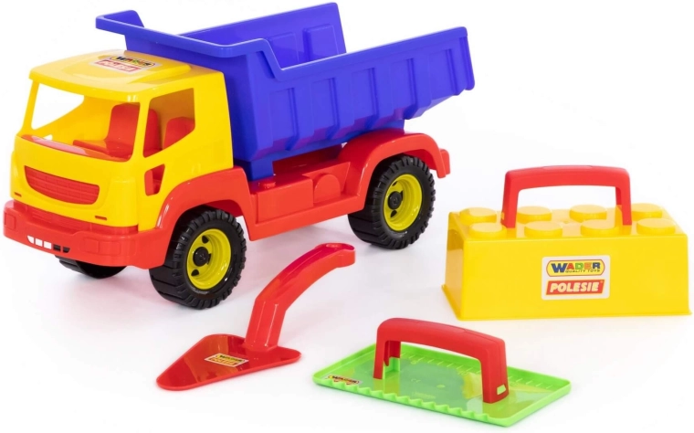 Camion ribaltabile con attrezzi da muratore