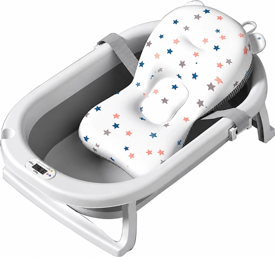 Vaschetta pieghevole per bambini con termometro LCD e supporto da bagno