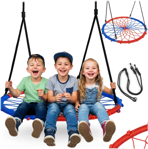 Altalena sospesa a nido Swingo 95 cm blu-rossa Neo-Sport