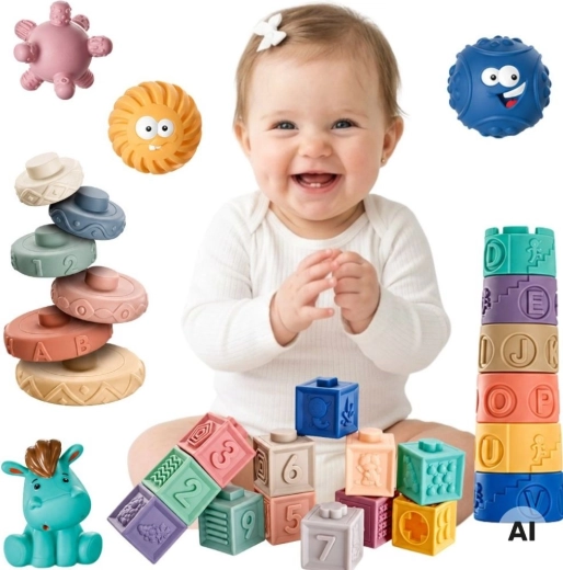 Woopie Baby cubi sensoriali morbidi e palline 27 pz
