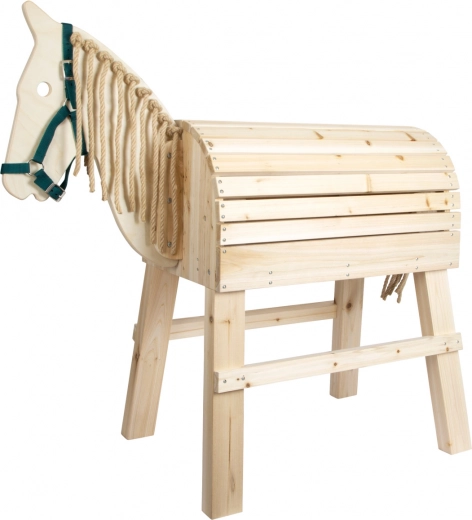 Cavallo da ginnastica in legno SMALL FOOT con criniera in sisal e vano portaoggetti