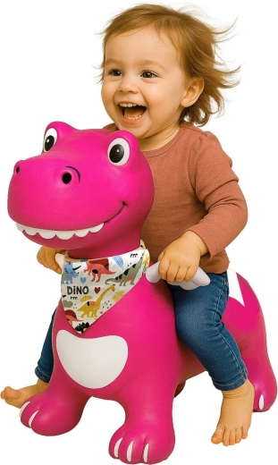 Dinosauro cavalcabile HoppyDoo con ali e pompetta, rosa