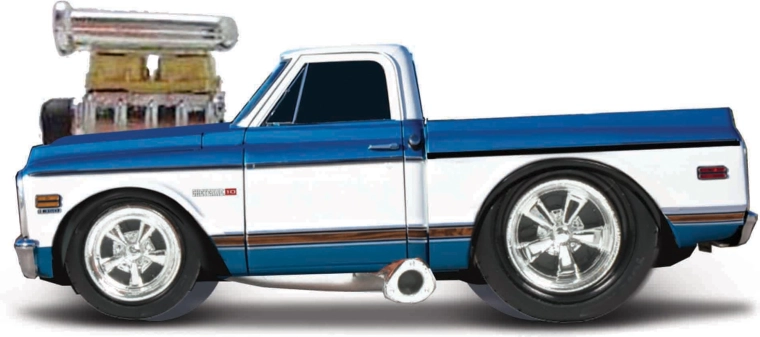 Maisto Muscle Machines Chevrolet C10 Pickup 1972 blu-bianco 1:64
