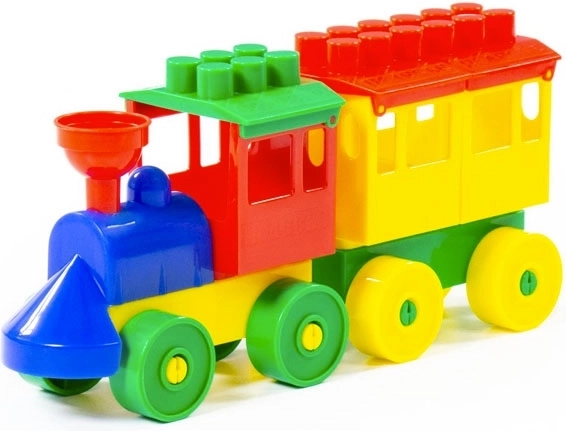 Set di costruzioni trenino con locomotiva e vagone