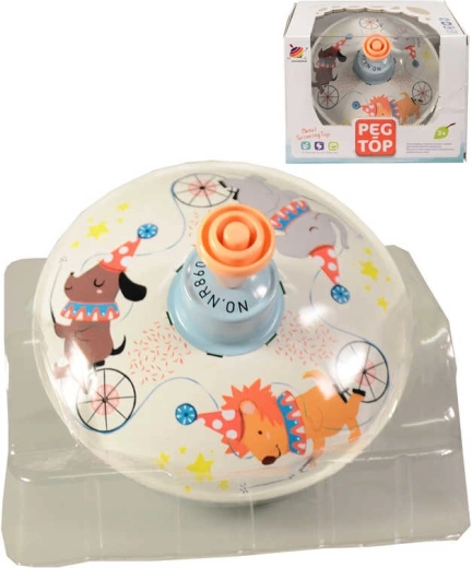 Trottola metallica per bambini con animaletti, 11 cm