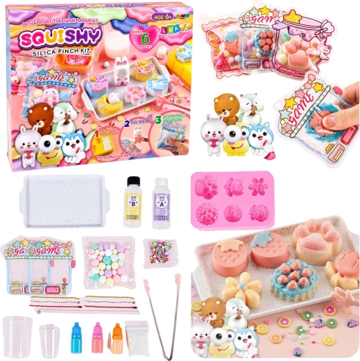 Kit creativo fai da te per creare squishy a forma di dessert e fiorellini