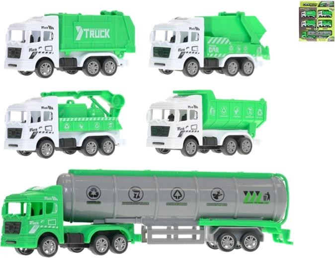 Set di veicoli urbani per la pulizia con motore a retrocarica, 5 pz