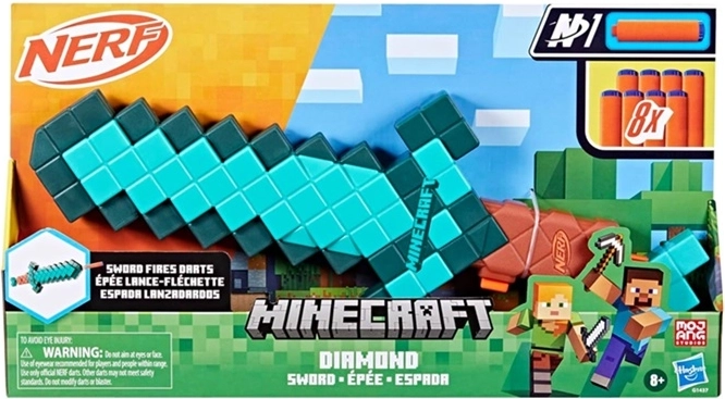Spada di diamante Nerf Minecraft Diamond Sword con dardi in schiuma - 1 pezzo