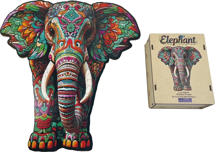 Puzzle a incastro in legno elefante