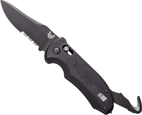 Benchmade Auto Triage coltello tattico automatico 9 cm, nero totale, alluminio