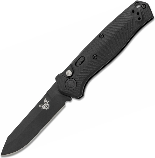 Coltello pieghevole automatico tattico Benchmade Mediator, tutto nero, 8,4 cm, G10