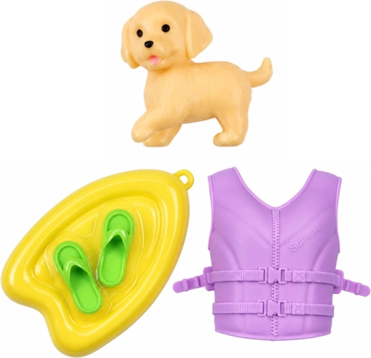 Cucciolo e accessori per divertirsi in acqua
