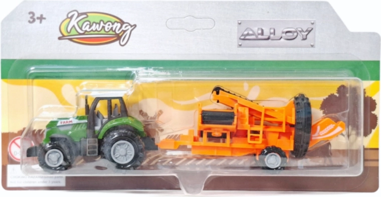 Trattore con attrezzo agricolo trainato
