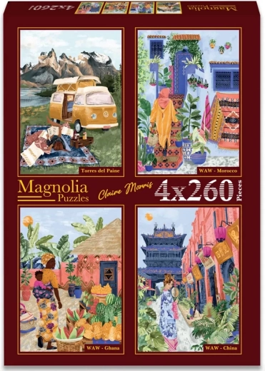 Puzzle Magnolia Torres del Paine, Marocco, Ghana e Cina 4 × 260 pezzi