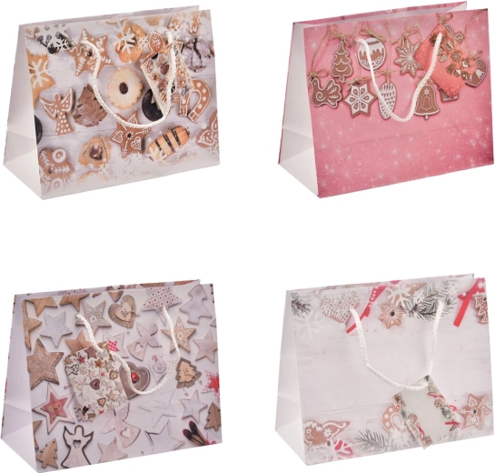 Borsa regalo con motivo natalizio "dolciumi" 23 × 10 × 18 cm, mix di 4 motivi