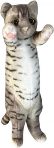 Gatto di peluche in piedi 25 cm grigio scuro
