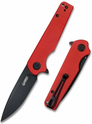 Kubey Wolverine KU233E coltello tascabile 7,4 cm, dark stonewash, G10 rosso