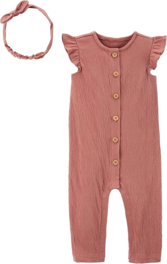 Set da bambina Carter's: tutina smanicata e fascia rosa