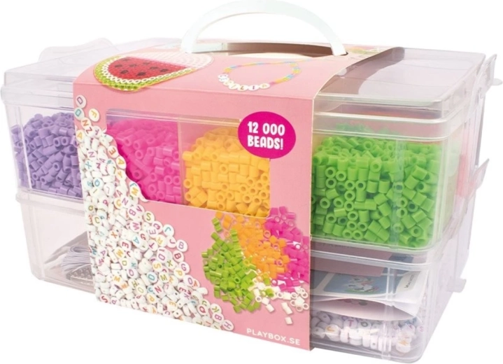 PLAYBOX perline da stirare in valigetta di plastica con basi e modelli, 12.000 pezzi