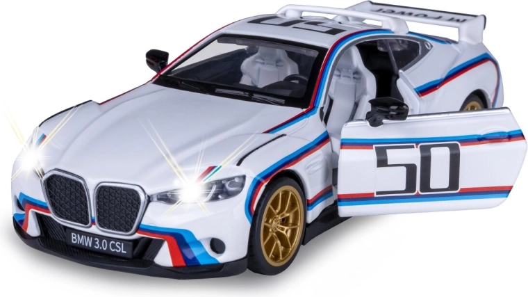 Modello in metallo BMW 3.0 CSL in scala 1:34 con effetti