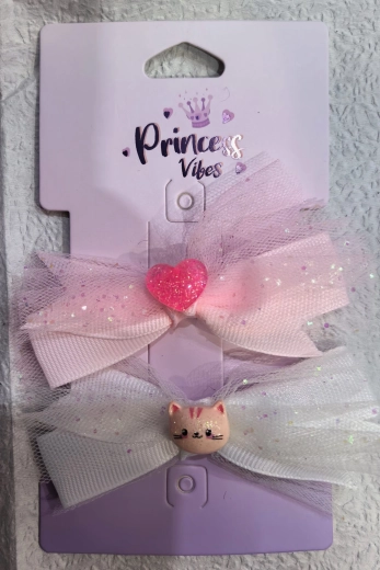 Fermagli per capelli Pink con fiocco in tulle - 2 pz