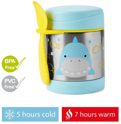 Skip Hop Zoo thermos per alimenti per bambini con cucchiaio-forchetta Squalo 325 ml