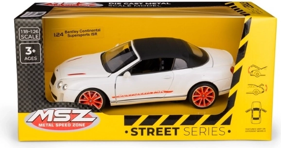 Modello di auto MSZ Bentley Continental Supersports ISR bianco in scala 1:24