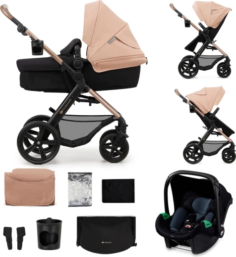 Passeggino combinato Kinderkraft Moov 2 3in1 Moonlight Grey con ruote in schiuma